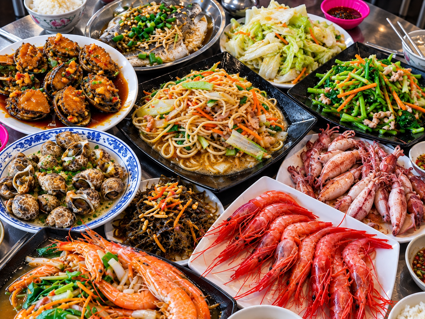鮮蝦、貝類、魚與小卷等豐盛海鮮料理